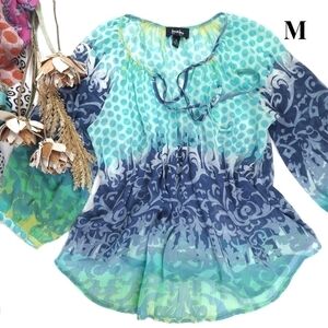 By & By Sheer Blue Woman's Top M